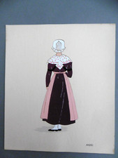 ANJOU planche au POCHOIR / Aline KEIM costume régional 1930 MODE Angers