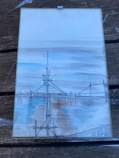 Tableau ancien signé G. Pithou – Aquarelle sur papier sous verre