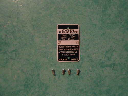 Plaque mines peugeot 103v - plaque,
