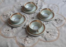 René CAIRE Porcelaine d'art de Limoges x4 Tasse à café ou thé Frise étoile doré