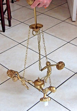 LUSTRE EN BRONZE MASSIF 3 BRAS