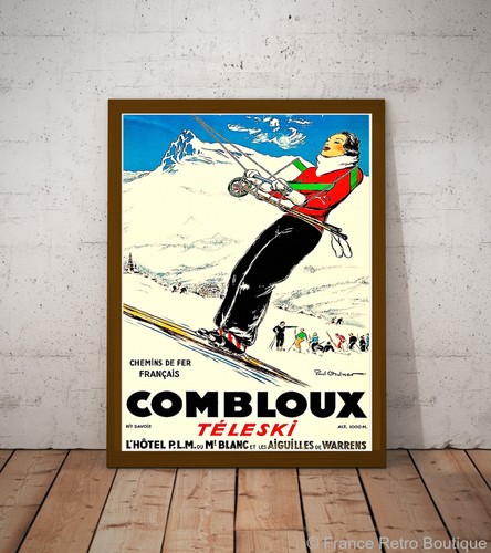 Combloux vintage ski affiche - combloux,