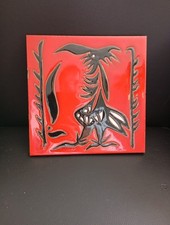 Carreau Céramique Jean Lurçat Le Coq Pour Sant Vicens signé par l'artiste 1950's