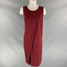ANN DEMEULEMEESTER Taille 4 Bordeaux Rayon Solide Robe Droite