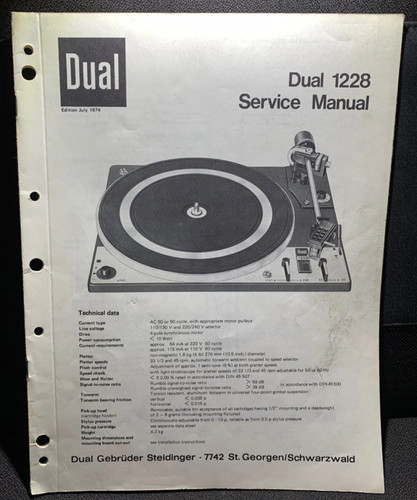 Dual 1228 turntable service - dual,