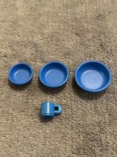 playmobil lot vaisselle Bleu divers camping car maison école zoo Plat Tasse