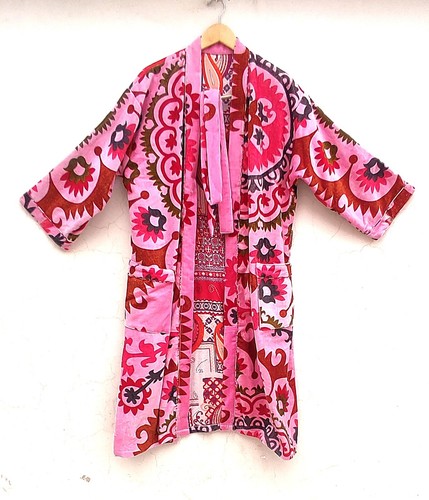 Kimono mariée suzani rose - de,