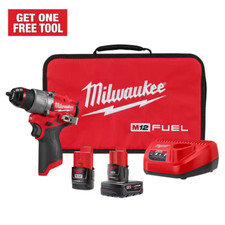 MILWAUKEE M12 FUEL 12V Lithium-Ion Brushless Cordless 1/2 In. Hammer Drill Kit w