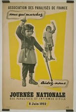 Journée nationale des paralysés et infirmes civils 1952 Affiche Originale