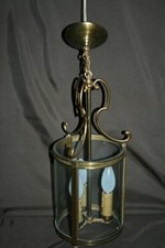 Suspension en bronze - entourage verre - 3 ampoules