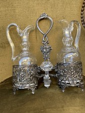 Ancien Service Huilier Vinaigrier Halphen Métal Argenté Napoléon III 