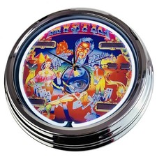 N-0542 Horloge Murale " Flipper Mystic Bally 1980 " Déco Néon Cuisine Salon