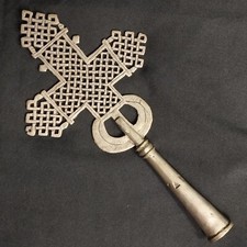 Croix De Procession Copte Anciennes En Métal Ciselé Crucifix