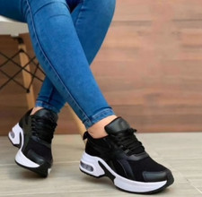sneakers femme chaussure basket compensée noir noire à lacet tendance mode style