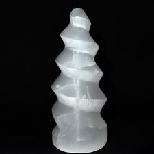4.1 " Satin Spar Tour Sélénite Spirale Cristal Naturel " Licorne Corne " - Maroc