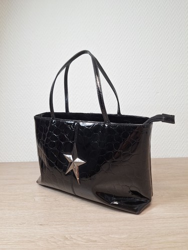 Sac main cuir vernis noir - sac, à