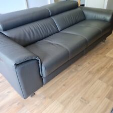 canapé cuir gris, 3 places, marque poltronésofa, mode relax électrique