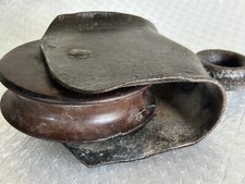 Ancienne Grosse Poulie Bois Et