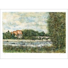 GANTNER Bernard - Lithographie originale "Le petit pont de pierre" 48x65cm