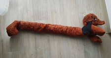 Peluche ancienne très long chien marron 78 cm - bas / boudin de porte ancien ?