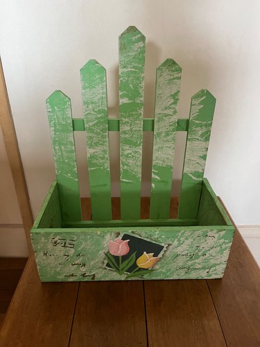 Jardinière bois vert - , vintage