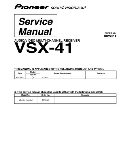 Service manuel instructions - service, d'instructions