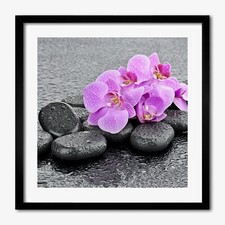 Tulup Photo 50x50cm Cadre Décor MDF Le salon Pierres d'orchidées