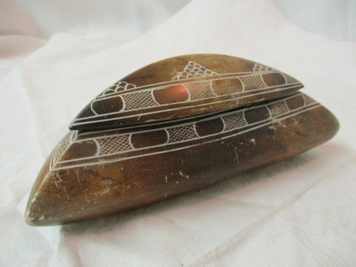 Vintage carved stone trinket - carved,