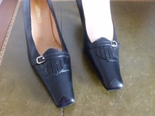  ESCARPINS  " MINELLI " CUIR NOIR TALON PROFILE  T 40 GRAND