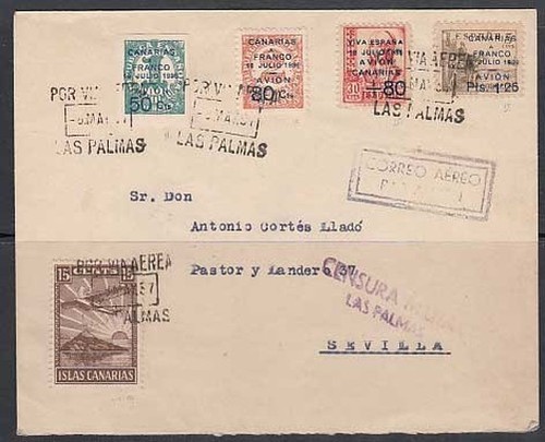 Canaries courrier 1937 edifil - courrier,