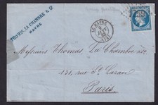 France-Lettre avec losange gros chiffre sur N°14B