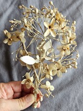 Bouquet de mariée Napoléon III / fin XIXème - Fleurs tissu & cire + perles