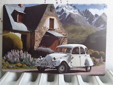 TOLE METAL CITROEN 2 CV 20 X 30 CMS NON PLAQUE EMAILLEE ANCIENNE