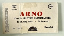 INVITATION 0232 / Ticket De Concert ARNO Paris E. Montmartre 1988