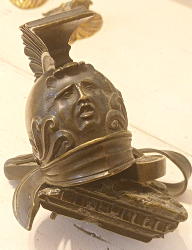 Ancien bronze casque soldat - de,