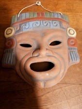 Art Artisanal Mexicain. Masque Aztèque/Maya/Incas décoratif en terre cuite
