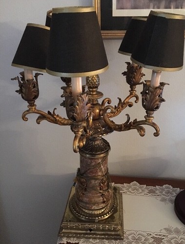 Antique marble brass light - brass,