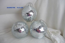 3 Boules disco miroir boules à facette miroir 15.5 cm avec anneau de suspension
