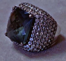 18grams Magnifique imposante grosse bague CLIO BLUE argent sertie taille 50