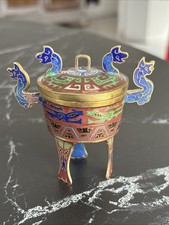 ENCENSOIR TRIPODE DÉCORATIF CHINOIS EN EMAIL CLOISONNÉ