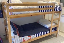Lits Superposés bois clair Haut 143 cm + 2 matelas 90x200 cm (Très peu servi) 