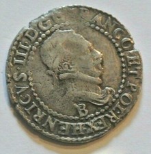 HENRI III ROI FRANCE /POLOGNE  DEMI  FRANC 1587 ROUEN  RARE poids 6 gr 97