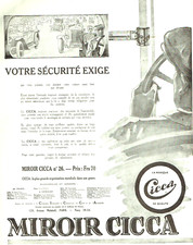 publicité Advertising  AD 0123 1925  miroir Cicca  glace sécurité automobile