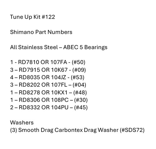 Tune kit 122 shimano - kit, #122