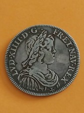 demi écu en argent Louis xiv 1644 A,mèche courte très bon état.,envoie R3