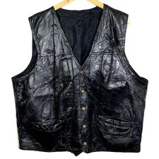 Veste Cuir Sans Manches Biker Coutures Vintage 90’s