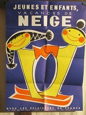 AFFICHE VACANCES NEIGE COUPLE SYMPA