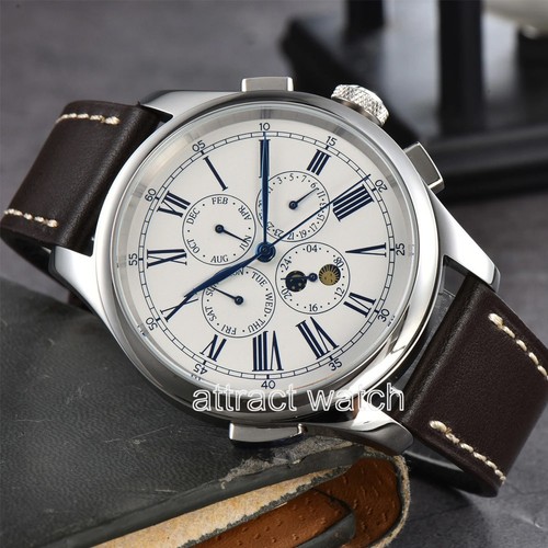 Parnis 45mm white dial - 45mm, blue