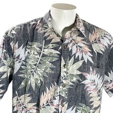 Cooke Street Chemise Hawaïenne XL Inverse Imprimé Floral Feuille Frondes Pâle