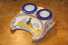 Encrier Double Céramique de Quimper Bretagne signé Henriot